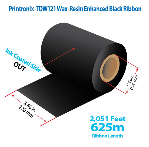 Printronix  8.66" x 2051 feet TDW121 Wax-Resin Enhanced Ribbon with Ink OUT | 12/Ctn