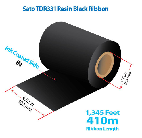Sato 4.02" x 1345 feet TDR331 Resin Ribbon with Ink IN | 24/Ctn