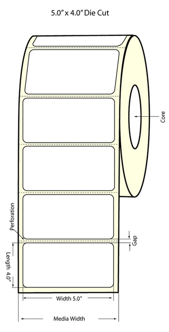 C6500 5" x 4" Matte Paper Labels 600/Roll