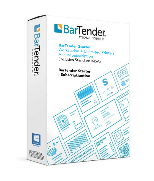 BarTender Starter - Workstation + Unlimited Printers Annual Subscription (Includes Standard MSA)