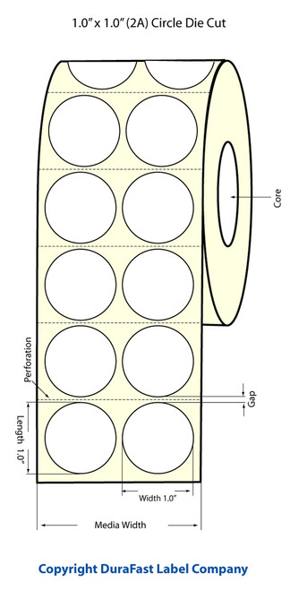 LX900 1" Circle (2 Inkjet UP) Matte Paper Label 4000/Roll  - 932012