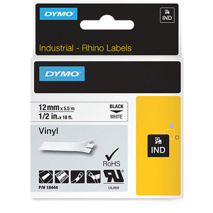 DYMO RHINO INDUSTRIAL LABEL TAPE Vinyl 12mm x 5.5m White