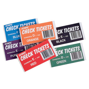 Olympic Check Ticket 1-100, Box of 72 (140891)