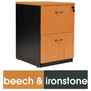LOGAN FILING CABINET 2 Drawer Beech & Ironstone 715mm (H) x 476mm (W) x 550mm (D)