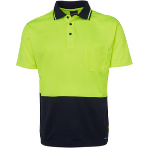 ZIONS HIVIS SAFETY WEAR HiVis Two Tone Fluoro Polo Shirt, Micromesh, Short Sleeve.