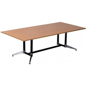 RAPIDLINE TYPHOON BOARDROOM TABLE 2400MM (W) X 1200MM (D) X 750MM (H) BEECH TOP Beech Top, Black P/C Stem With Chrome Foot - Adjustable Levelling Feet