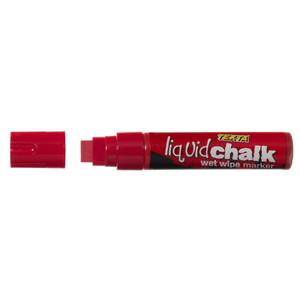Texta Jumbo Liquid Chalk Wet Wipe Chisel 15mm Nib Red