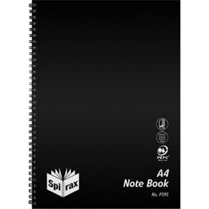 SPIRAX P595 PP NOTEBOOK SIDE OPENING A4 120 PAGE BLACK