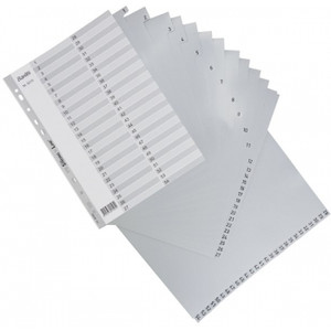 BANTEX POLYPROPYLENE DIVIDERS - NUMERICAL 1-54 A4 Grey