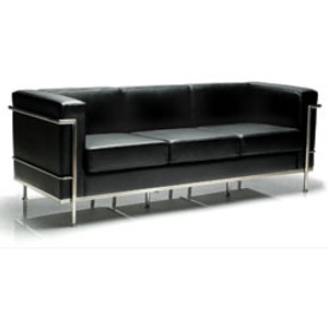 MEZZANO LOUNGE CHAIR Three Seater Black Leatherette