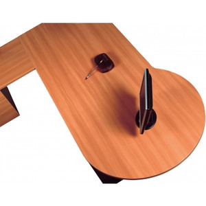 P SHAPE DESK 2100(W) x 900/1050(D) x 720(H) CHERRY / CHARCOAL Left Hand Side *** CURRENT AVAILABILITY AND PRICING NEEDS TO BE RECONFIRMED ***