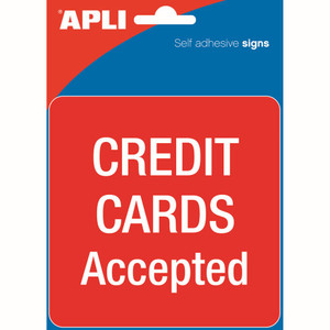 APLI SELF ADHESIVE SIGN Credit Cards Accepted *** While Stocks Last ***