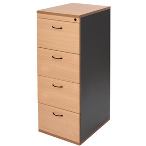 FILING CABINET 4 DRAWER Beech/Ironstone 465(W) X 600(D) X 1300(H) MM