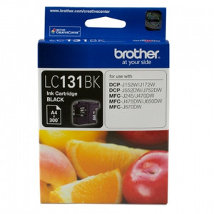 BROTHER LC-131 ORIGINAL BLACK INK CARTRIDGE 300PG Suits DCPJ152W / 172W / 552DW / 752DW MFCJ245 / J470DW / J475DW / J650DW / J870DW