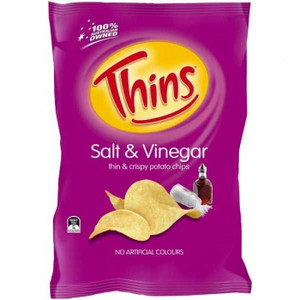 THINS POTATO CHIPS Salt & Vinegar 175gm x 12