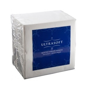 ULTRASOFT QUILTED DINNER NAPKINS White 400mm x 400mm Bx1000