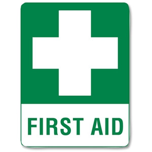 FIRST AID SIGN SELF-STICK VINYL 10cm x 14cm