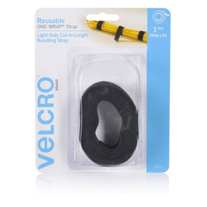 Velcro One-Wrap Light Duty Bundling Strap 25mm x 2m Black, Each