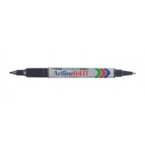 ARTLINE 041T BI-NIB MARKER Perm, 0.7 & 0.4mm Black, Bx12