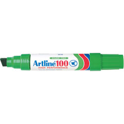 ARTLINE 100 PERMANENT MARKERS Large Chisel Green Bx6
