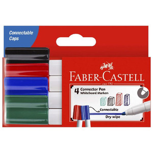 Faber-Castell Connector Whiteboard Markers, Assorted Wallet of 4