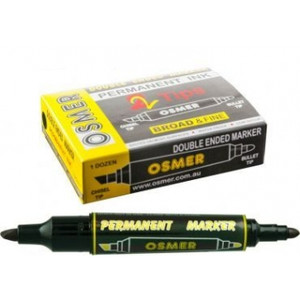 OSMER DOUBLE ENDED MARKER Black Pk12