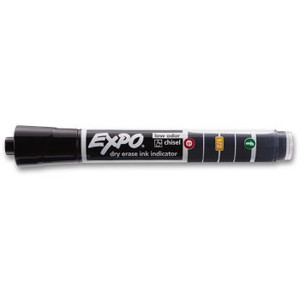 EXPO WHITEBOARD MARKER Ink Indicator Chisel Black, Bx12