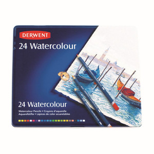 DERWENT WATERCOLOUR PENCILS Tin 24 Assorted