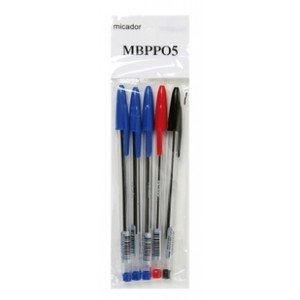 MICADOR SMOOTH MEDIUM BALLPOINT PENS Assorted 5s