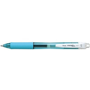 Pentel BL107 Energel X Liquid Gel Pen Retractable Fine 0.7mm Sky Blue Barrel, Black Ink, Box of 12