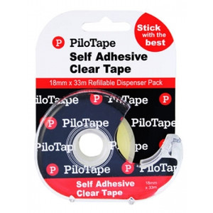 PILOTAPE CLEAR TAPE 18mm x 33mtr w/dispenser