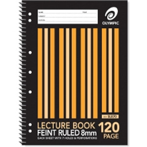 OLYMPIC SPIRAL LECTURE BOOK SL870 A4 297 x 210mm, 120 Page, 8mm Feint Ruled