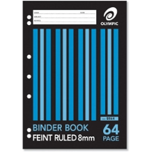 Olympic Binder Book B864 A4 64 Page 8mm Feint Ruled with Margin (140828)