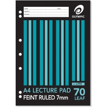 Olympic Lecture Pad 7 Hole L770 A4 70 Leaf 7mm Ruled with Red Margin (141290)