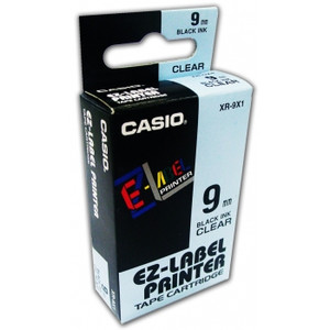 CASIO TAPES EZ - LABEL PRINTER XR-9X1CARTRIDGE 9mm, Black On Clear