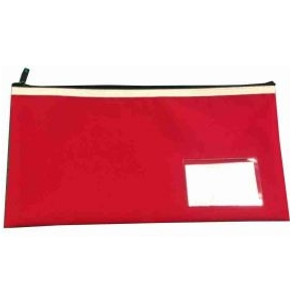 POLYESTER NAME CARD PENCIL CASE 1 Zip Red 35 x 18cm