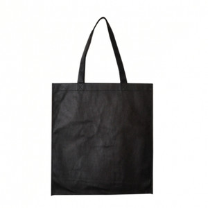 BLACK NON WOVEN BAG WITH NO GUSSET 80GSM POLYPROPYLENE LONG SHOULDER HANDLES 38CMX42CM