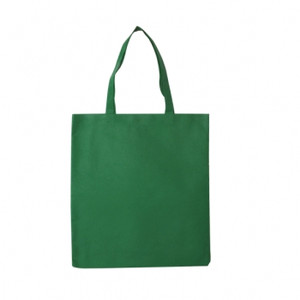 GREEN NON WOVEN BAG WITH NO GUSSET 80GSM POLYPROPYLENE LONG SHOULDER HANDLES 38CMX42CM