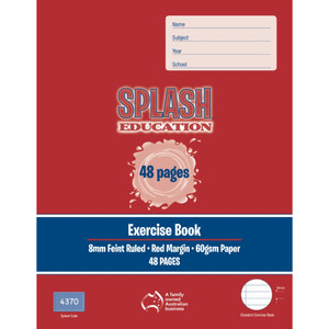 WRITER 225X175MM 48PG EXERCISE BOOK 8MM RULED + MARGIN (SPLASH) (EB6100)