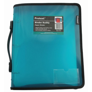 BINDER BUDDY WITH ZIPPER 25MM 3 RING WITH HANDLE - AQUA