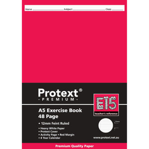PROTEXT A5 EXERCISE BOOK RULED 12MM 48PG + MARGIN