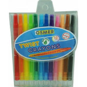 OSMER TWISTY CRAYONS JUMBO 12 COLOURS ASSORTED WALLET