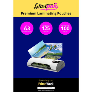 Gusspak A3 Laminating Pouches 303mm x 426mm 125 Micron Premium Gloss Pack Of 100