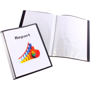 A4 20 Pocket Fixed Pocket Display Book Insert Cover and Spine Black, Each (37715)