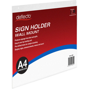 DEFLECT-O SIGN/MENU HOLDER A4 Landscape Wall Mount