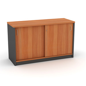 BUFFET / CREDENZA SLIDING DOORS LOCKABLE 1200 (W) X 450 (D) X 720 (H) CHERRY / CHARCOAL