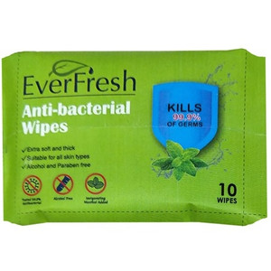 EVERFRESH ANTIBACTERIAL WIPES 10PK Suitable to all skin types, Alcohol Free, Kills 99.9% of Germs