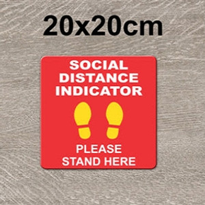 Social Distance Indicator Floor Stickers with Shoe Prints Please Stand Here 20x20cm (Design 4)