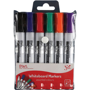 STAT WHITEBOARD MARKER BULLET 2.0mm Assorted Wallet Of 6