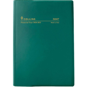 Collins Financial Year Vinyl Diary A6 Week to Opening Green (2024-2025)